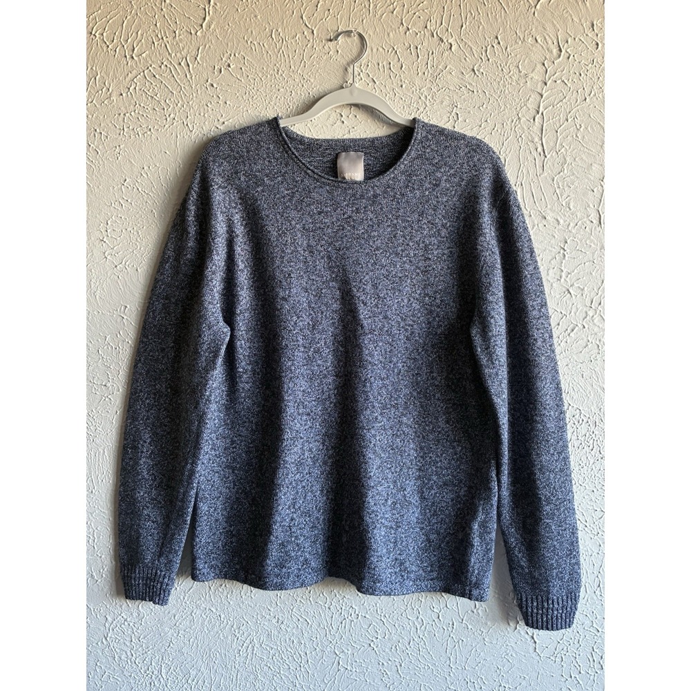 A-Frame Men's Knit Sweater Blue Crewneck Pullover Size L Casual Soft Heather - Picture 2 of 13